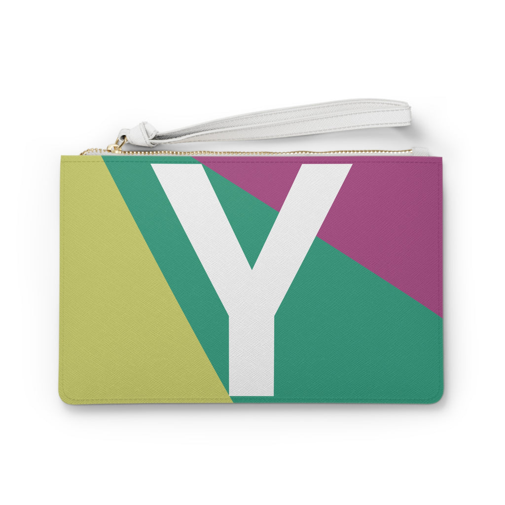 Monogram 'Y' Colorblock Clutch Bag — Bold Geometric Wristlet for Everyday & Gifts