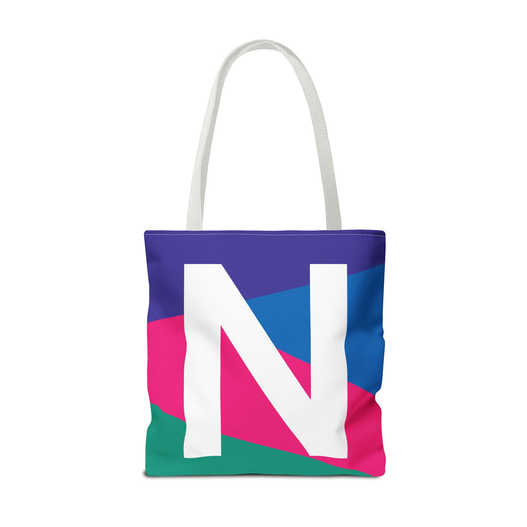 Monogram 'N' Colorblock Tote Bag — Personalized Initial N Shoulder Tote