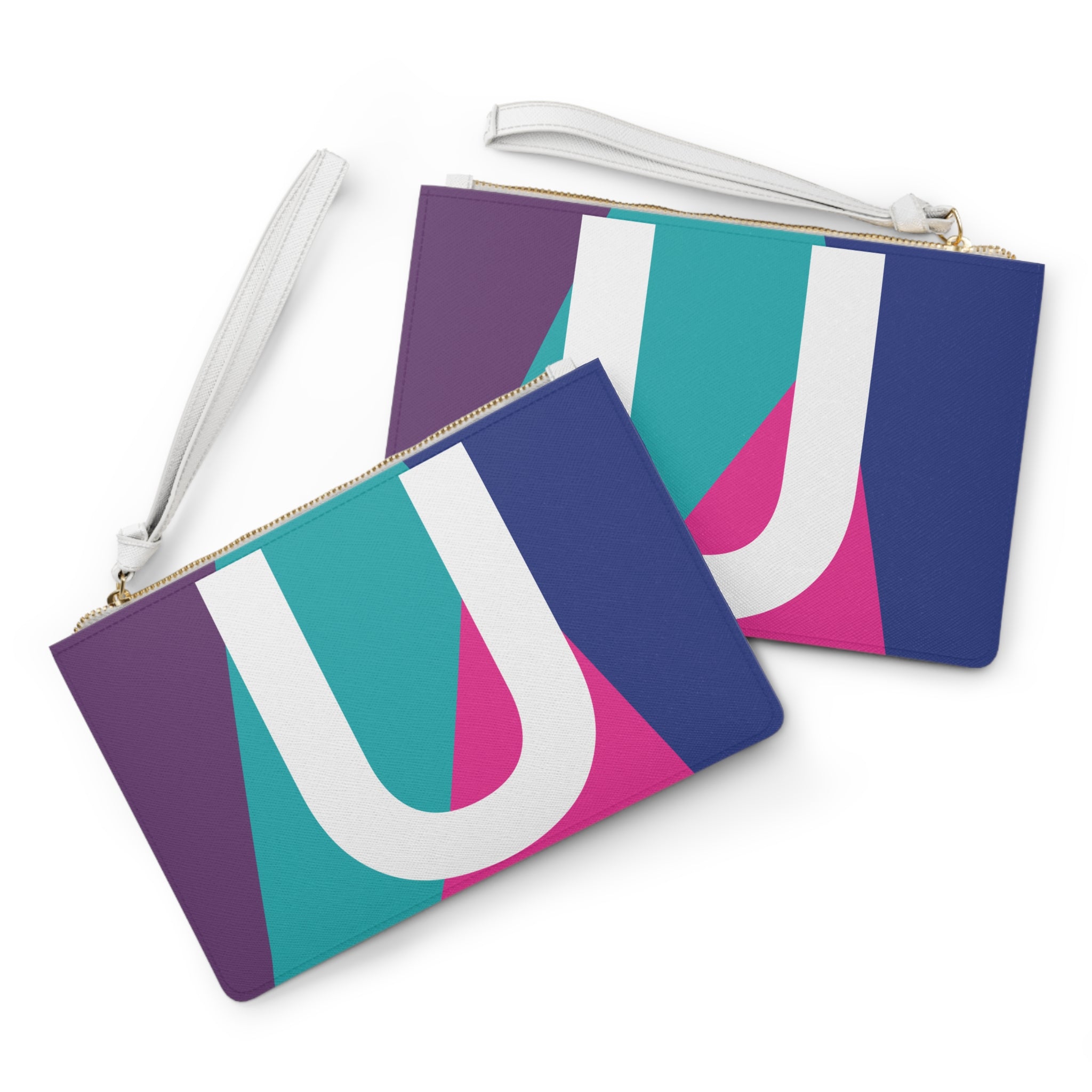 Monogram 'U' Colorblock Clutch Bag — Bold Geometric Wristlet for Everyday & Gifts