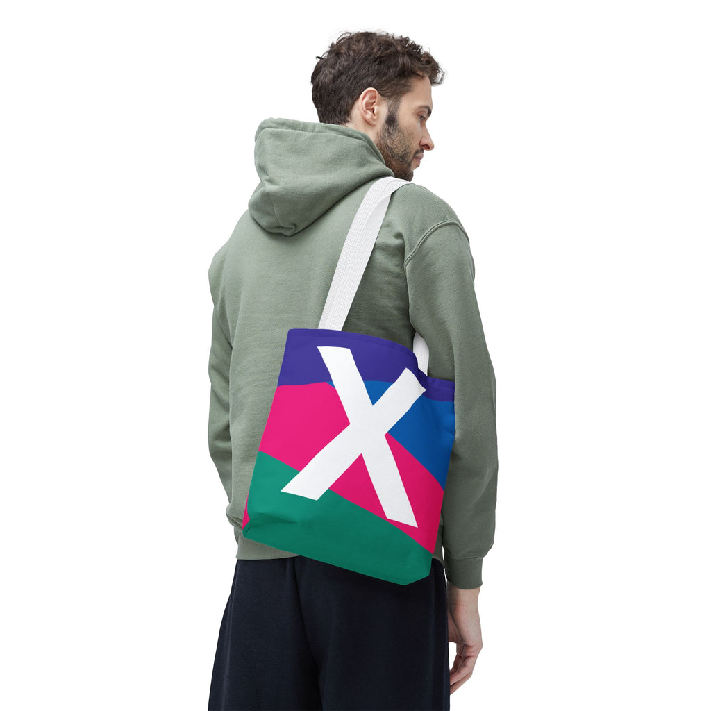 Monogram 'X' Colorblock Tote Bag — Personalized Initial X Shoulder Tote