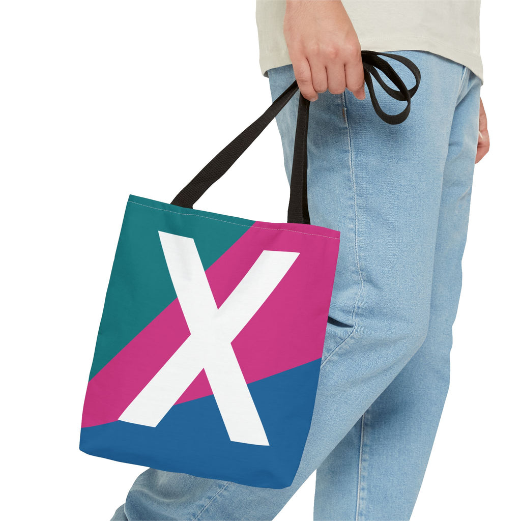 Monogram 'X' Colorblock Tote Bag — Personalized Initial X Shoulder Tote