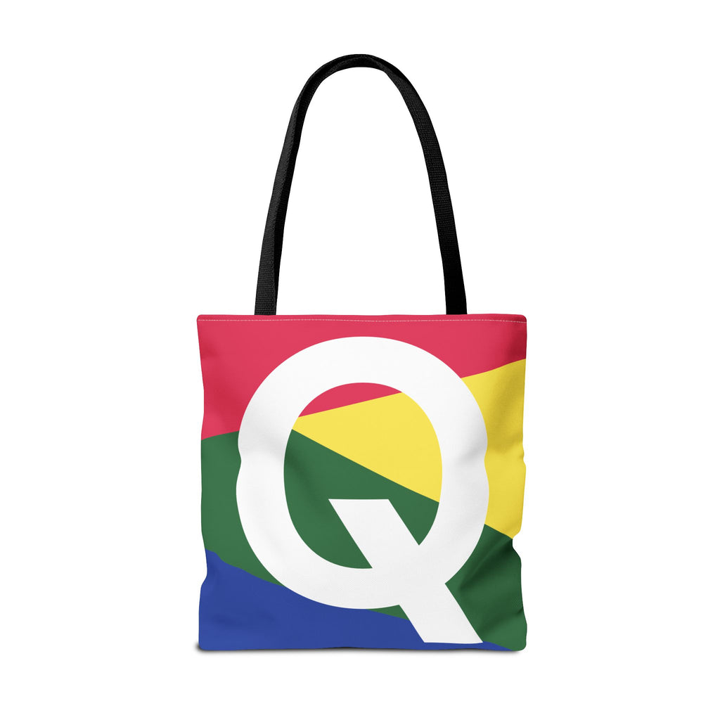 Monogram 'Q' Colorblock Tote Bag — Personalized Initial Q Shoulder Tote