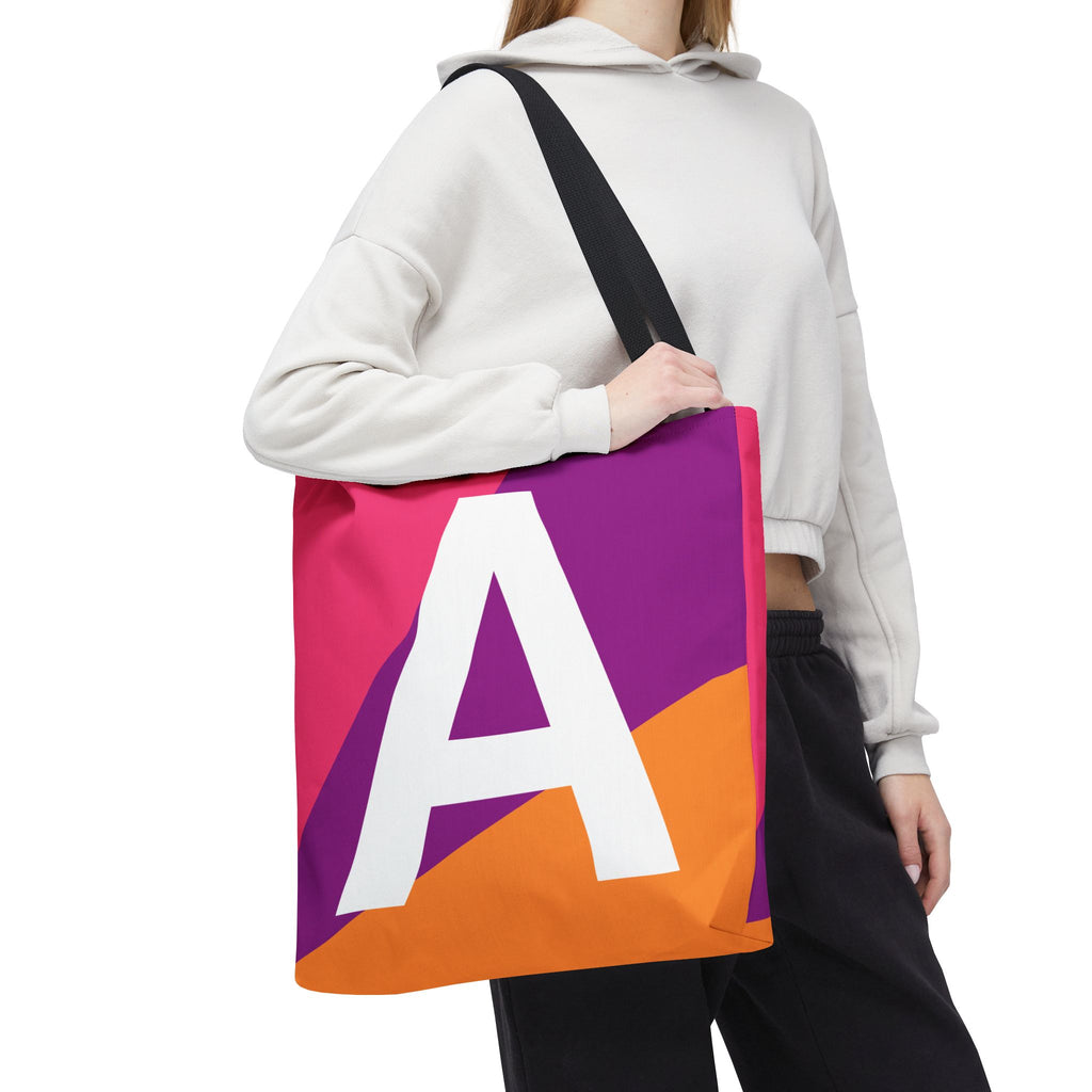 Monogram 'A' Colorblock Tote Bag — Personalized Initial A Shoulder Tote