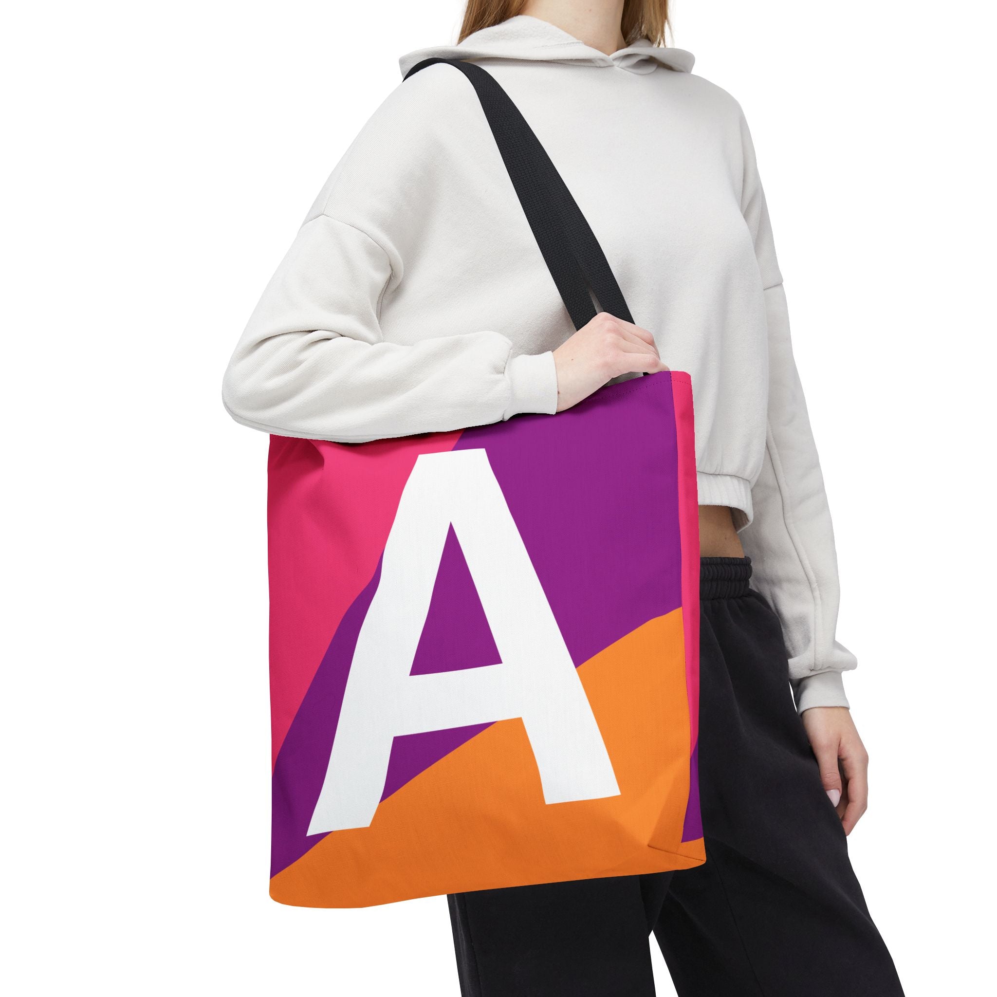 Monogram 'A' Colorblock Tote Bag — Personalized Initial A Shoulder Tote