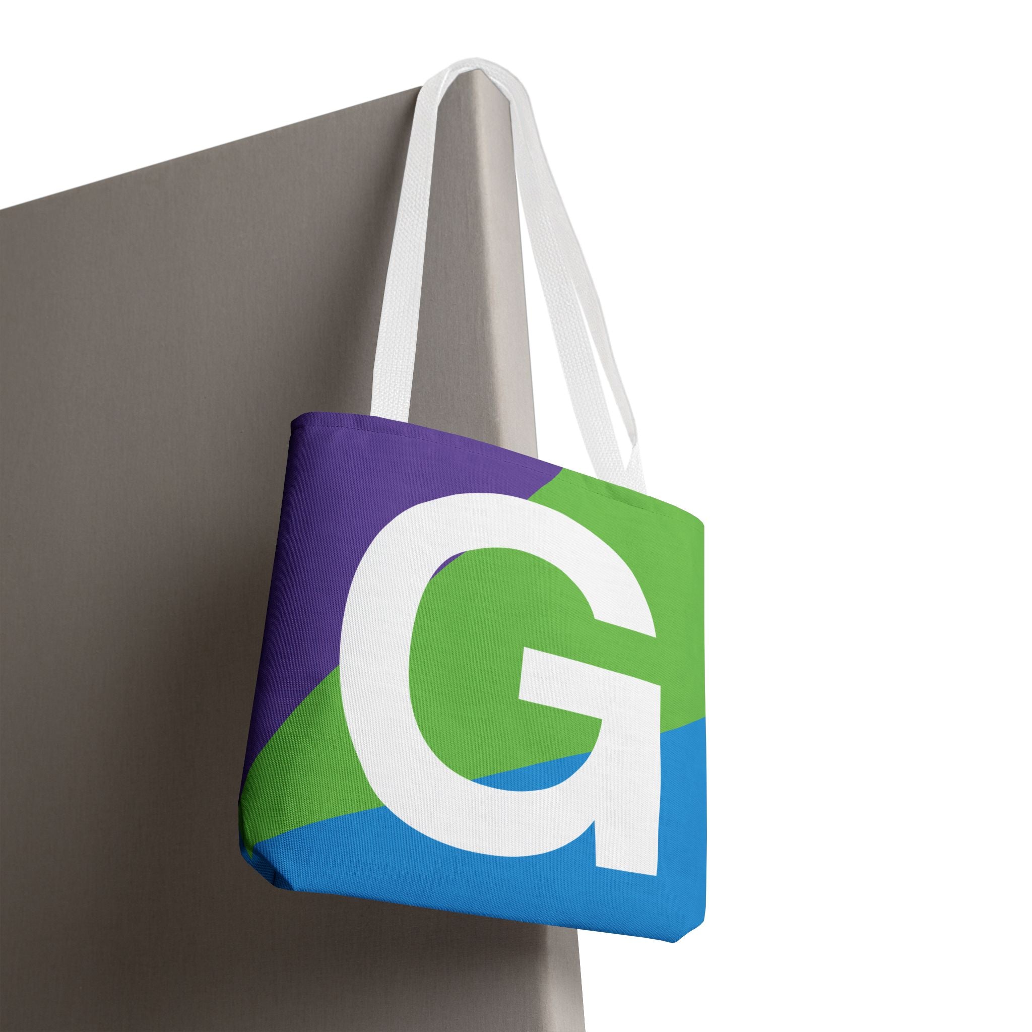 Monogram 'G' Colorblock Tote Bag — Personalized Initial G Shoulder Tote