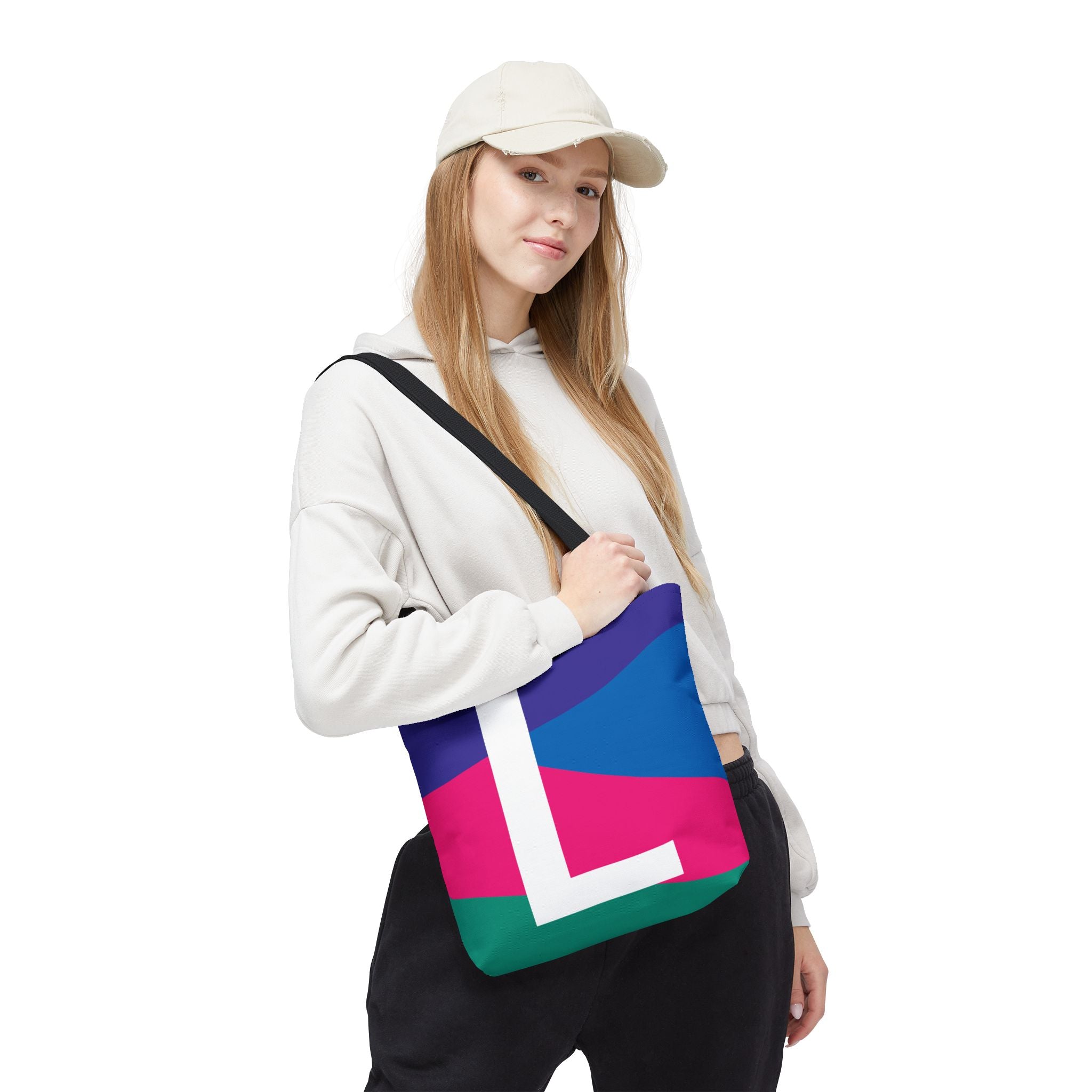 Monogram 'L' Colorblock Tote Bag — Personalized Initial L Shoulder Tote