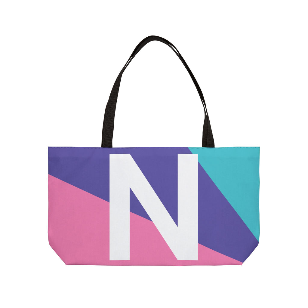 Personalized 'N' Colorblock Tote Bag — Monogram Weekender Tote