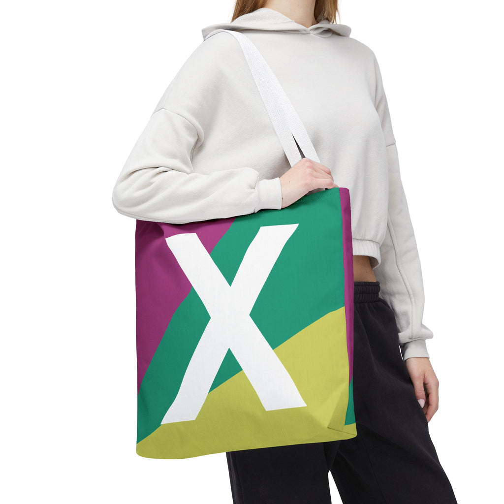 Monogram 'X' Colorblock Tote Bag — Personalized Initial X Shoulder Tote