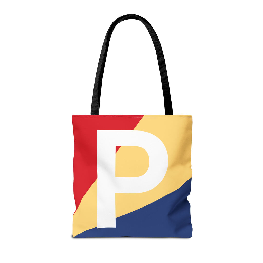 Monogram 'P' Colorblock Tote Bag — Personalized Initial P Shoulder Tote