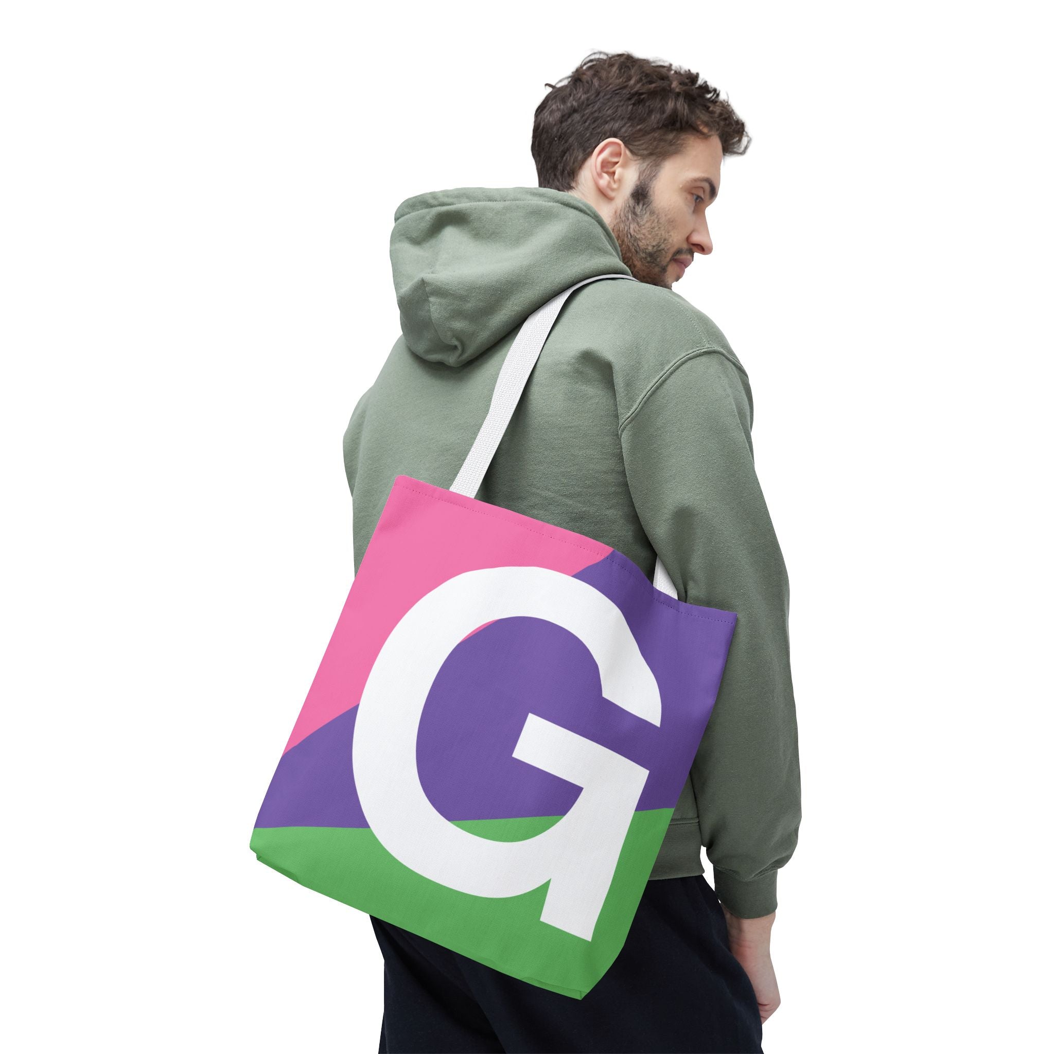 Monogram 'G' Colorblock Tote Bag — Personalized Initial G Shoulder Tote