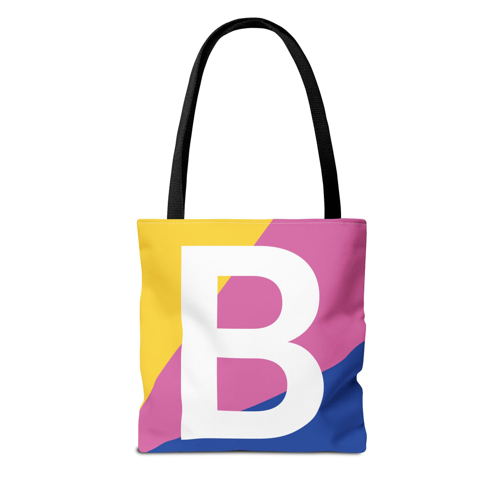 Monogram 'B' Colorblock Tote Bag — Personalized Initial B Shoulder Tote