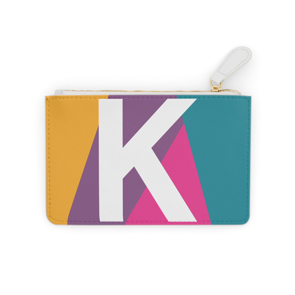 Initial K Mini Clutch — Colorblock Monogram Wristlet Wallet