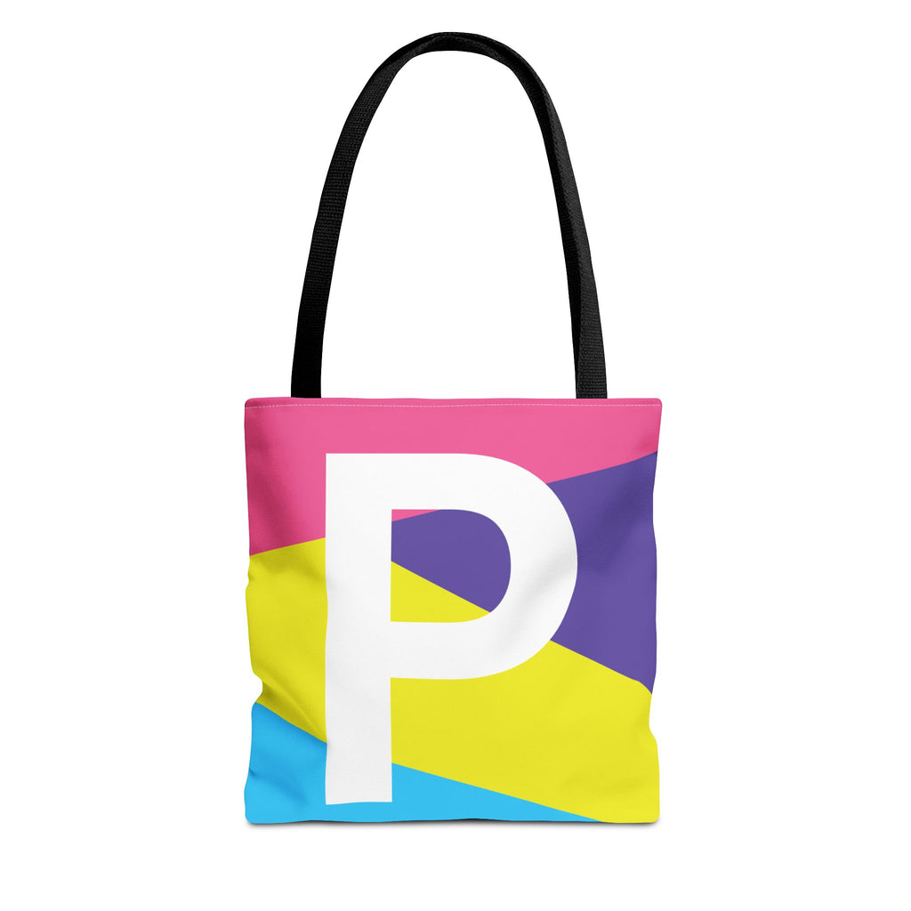 Monogram 'P' Colorblock Tote Bag — Personalized Initial P Shoulder Tote