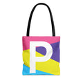 Monogram 'P' Colorblock Tote Bag — Personalized Initial P Shoulder Tote