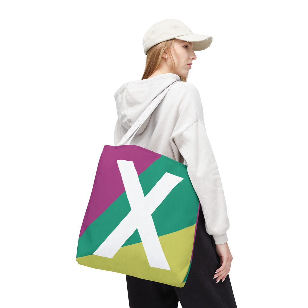 Monogram 'X' Colorblock Tote Bag — Personalized Initial X Shoulder Tote