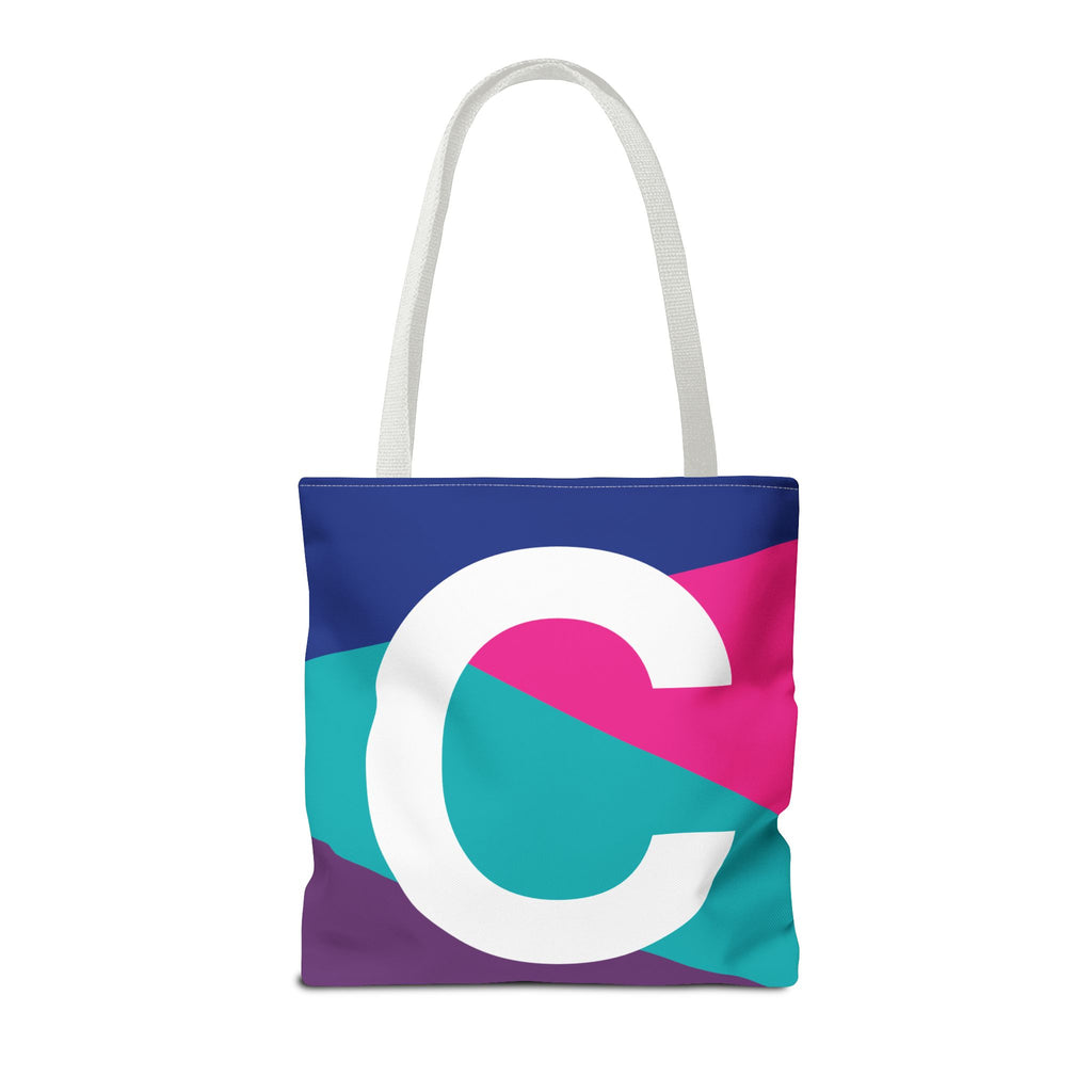 Monogram 'C' Colorblock Tote Bag — Personalized Initial C Shoulder Tote