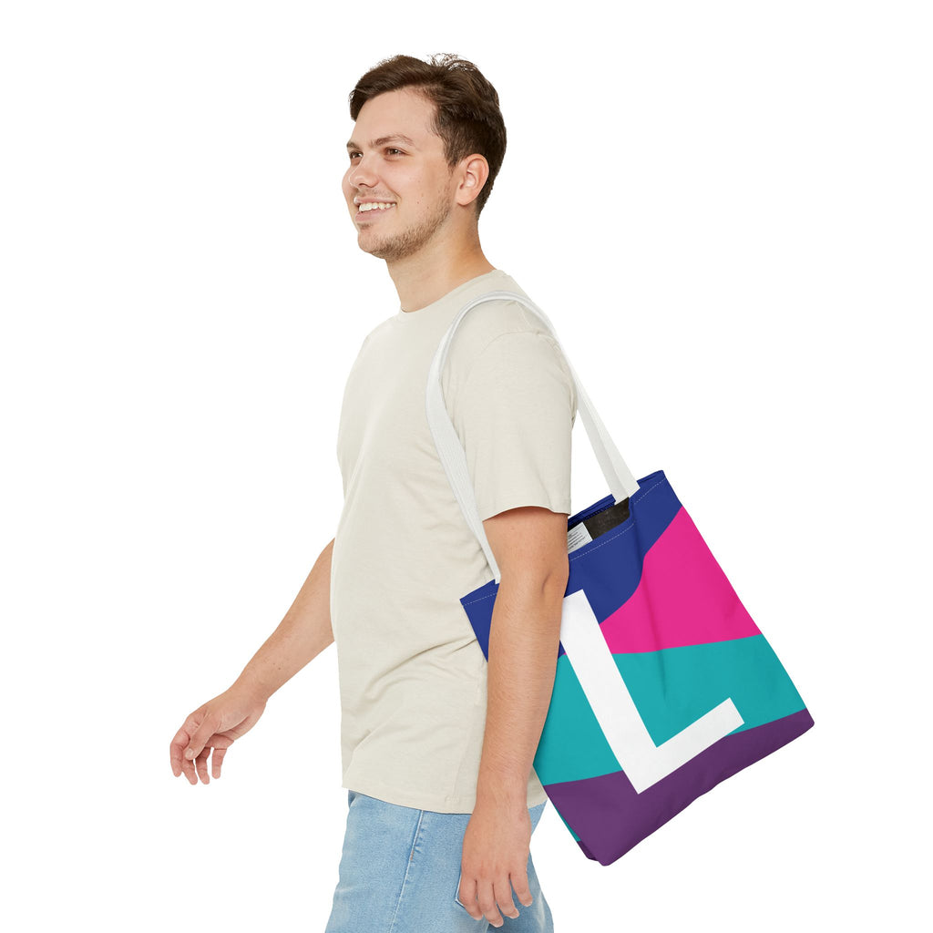 Monogram 'L' Colorblock Tote Bag — Personalized Initial L Shoulder Tote