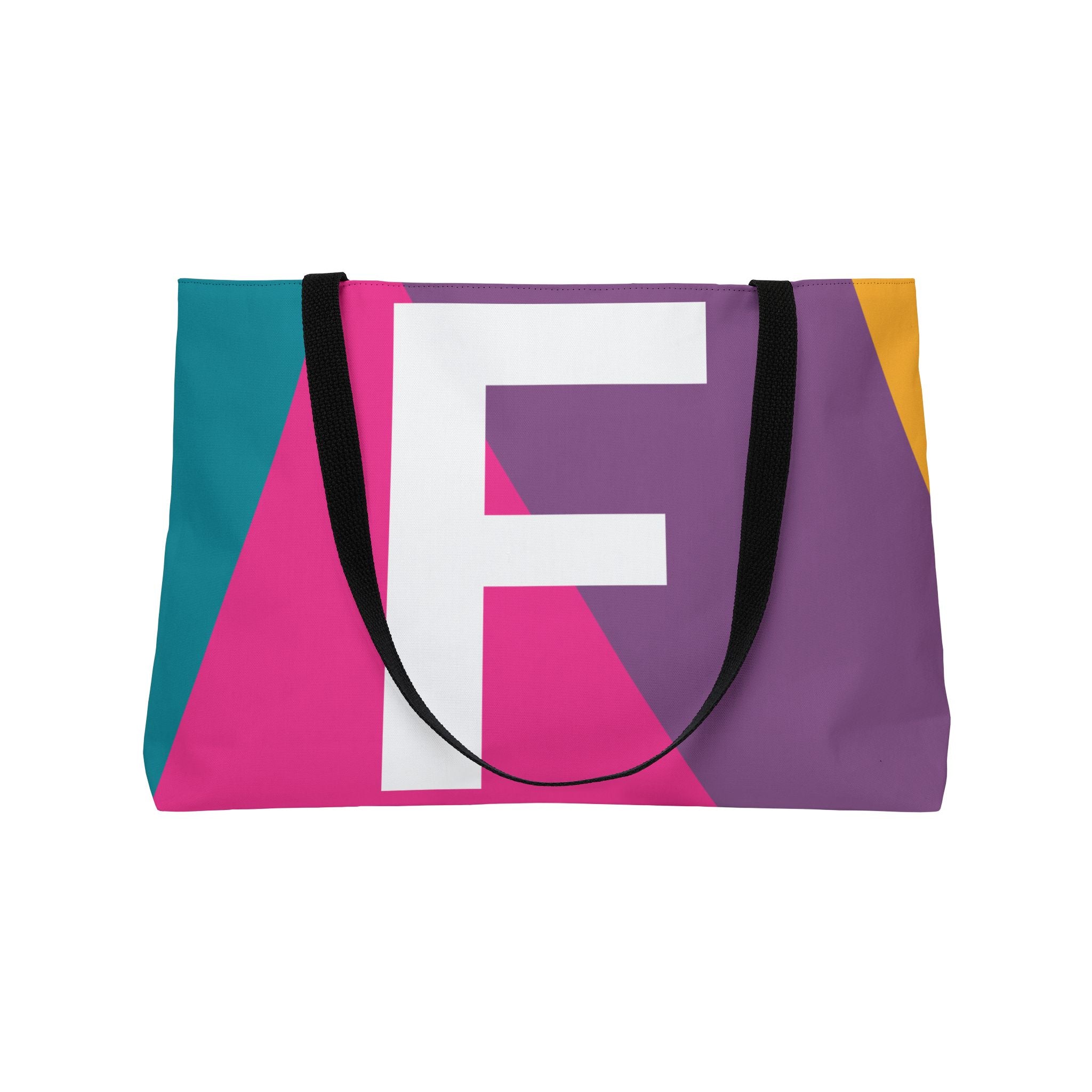 Personalized 'F' Colorblock Tote Bag — Monogram Weekender Tote