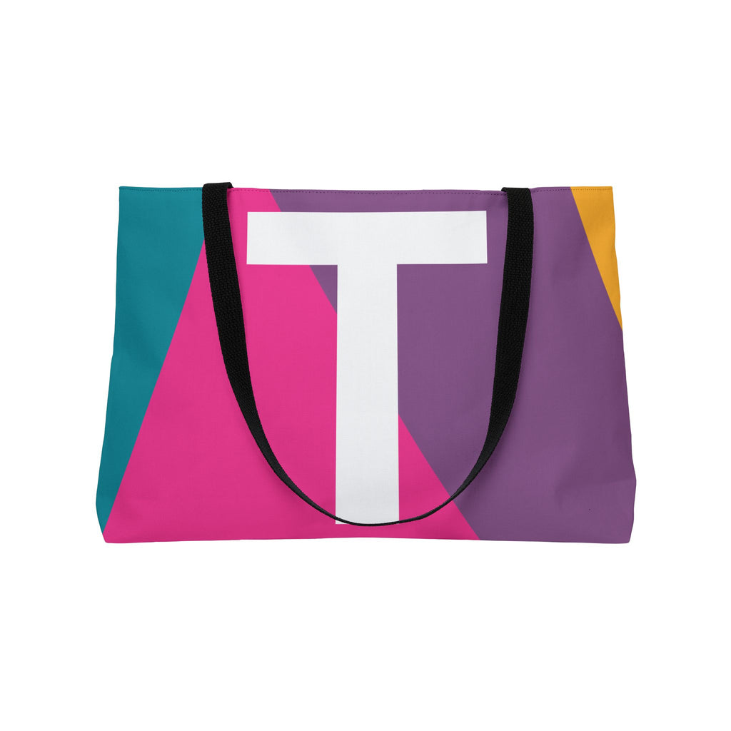 Personalized 'T' Colorblock Tote Bag — Monogram Weekender Tote