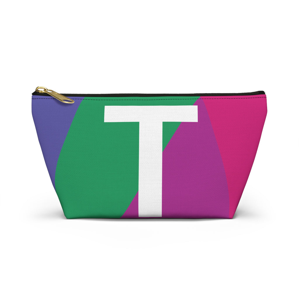 Initials Colorblock Accessory Pouch — Monogram T T-Bottom Cosmetic Bag