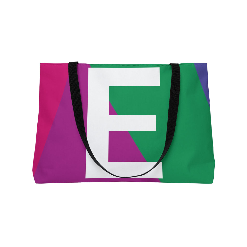 Personalized 'E' Colorblock Tote Bag — Monogram Weekender Tote