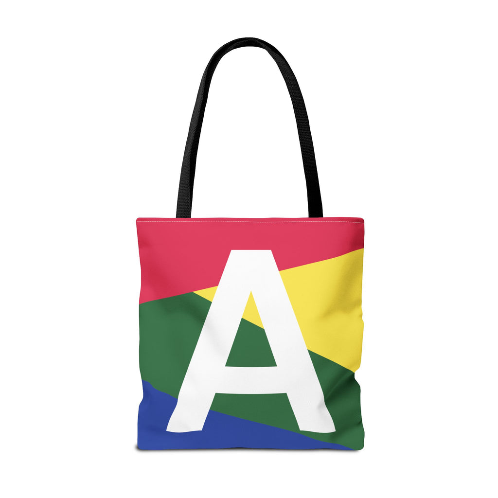 Monogram 'A' Colorblock Tote Bag — Personalized Initial A Shoulder Tote