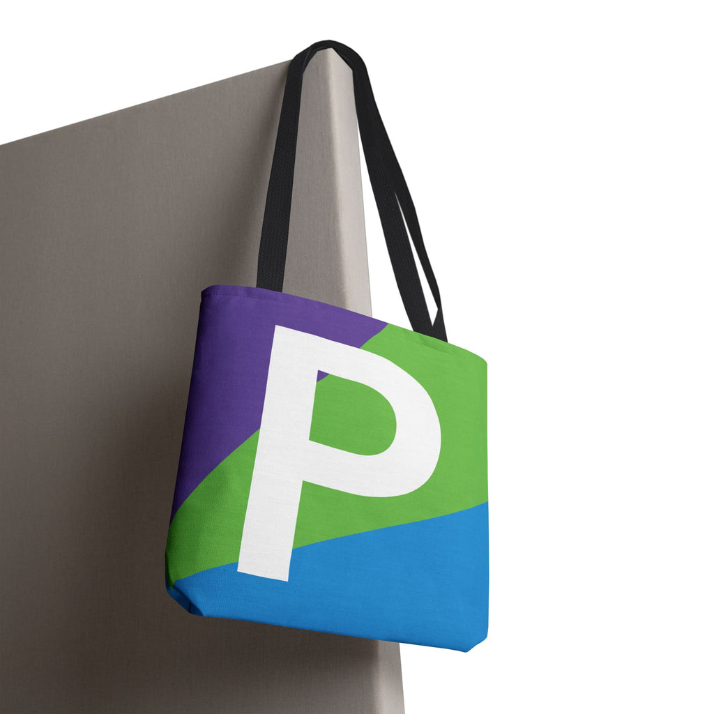 Monogram 'P' Colorblock Tote Bag — Personalized Initial P Shoulder Tote