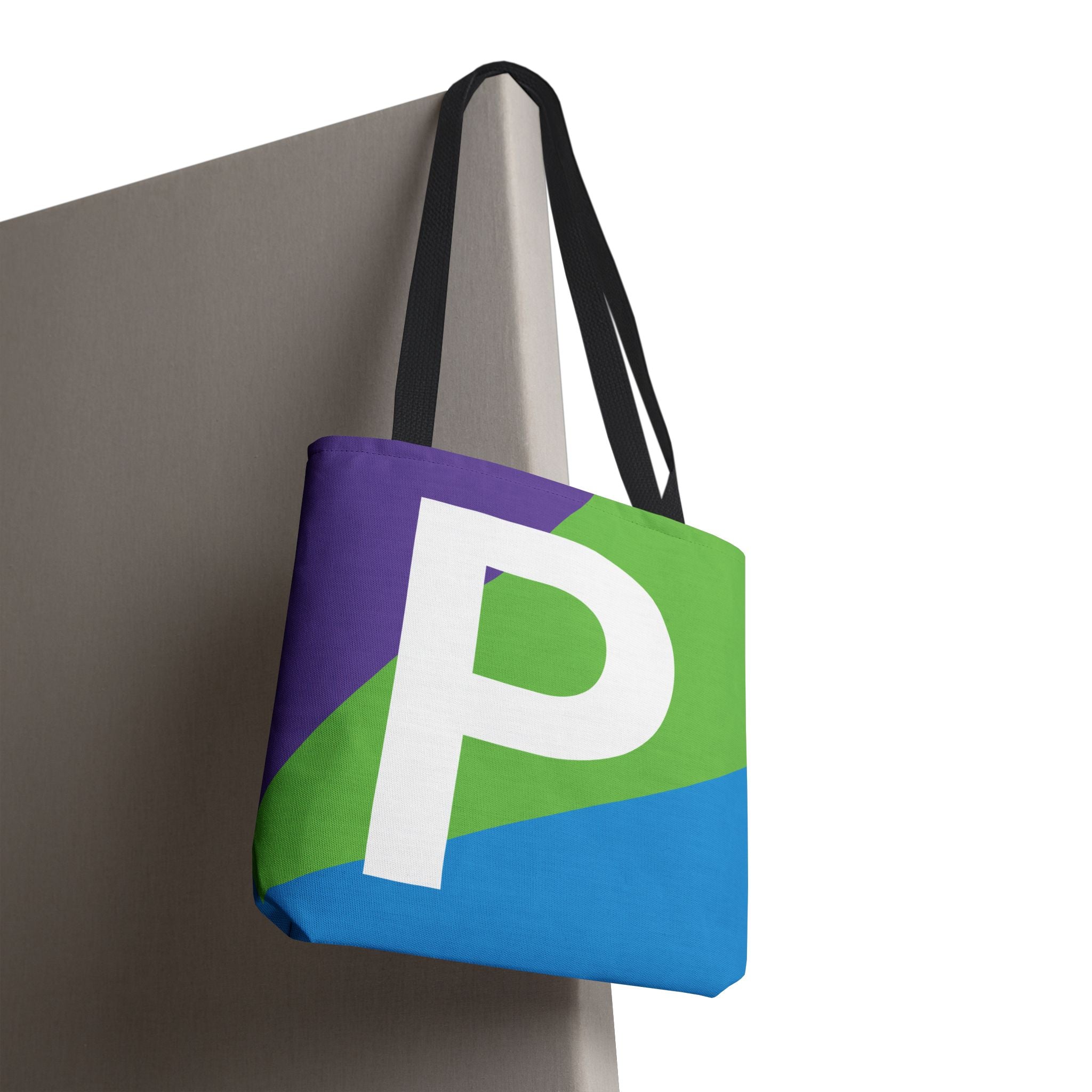 Monogram 'P' Colorblock Tote Bag — Personalized Initial P Shoulder Tote
