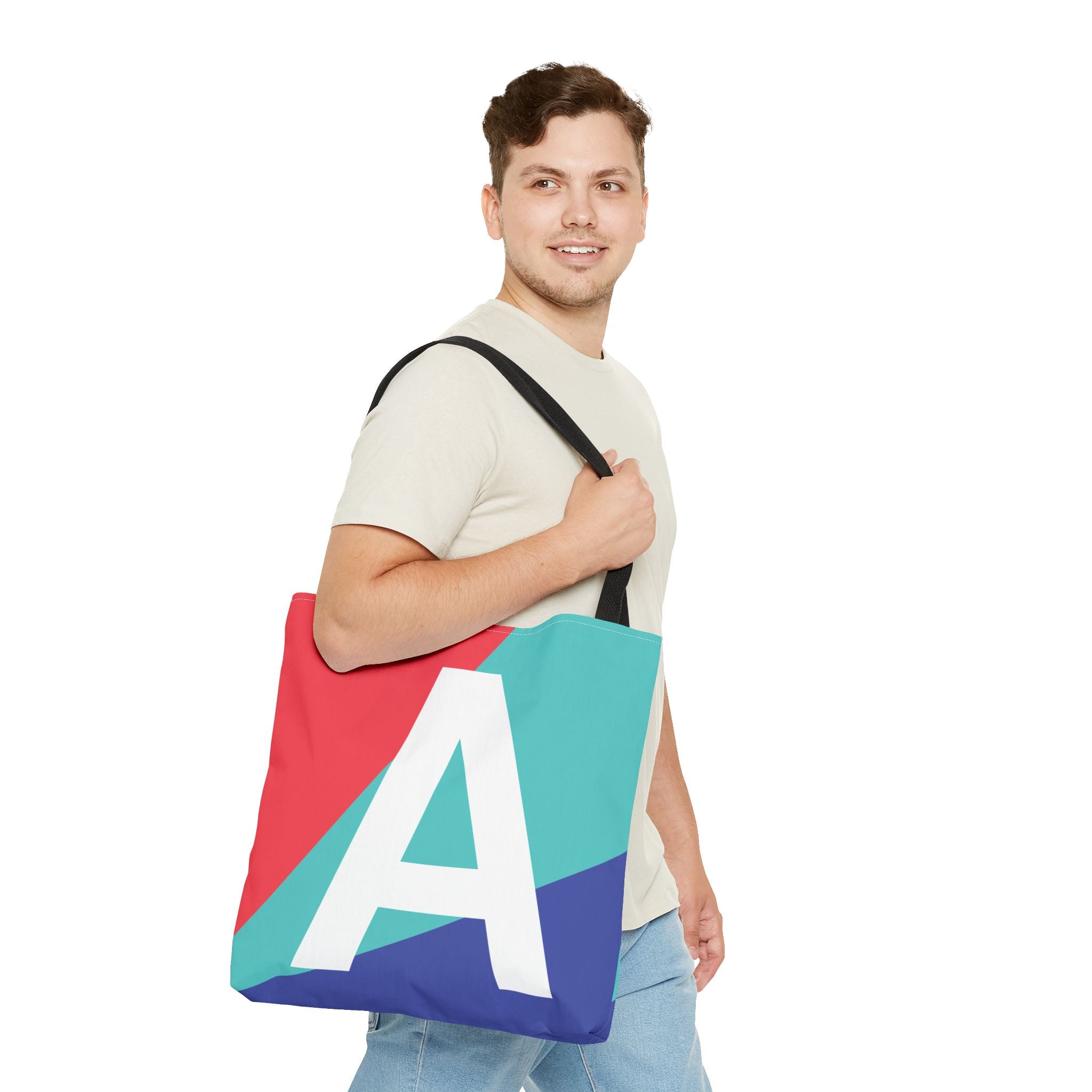 Monogram 'A' Colorblock Tote Bag — Personalized Initial A Shoulder Tote