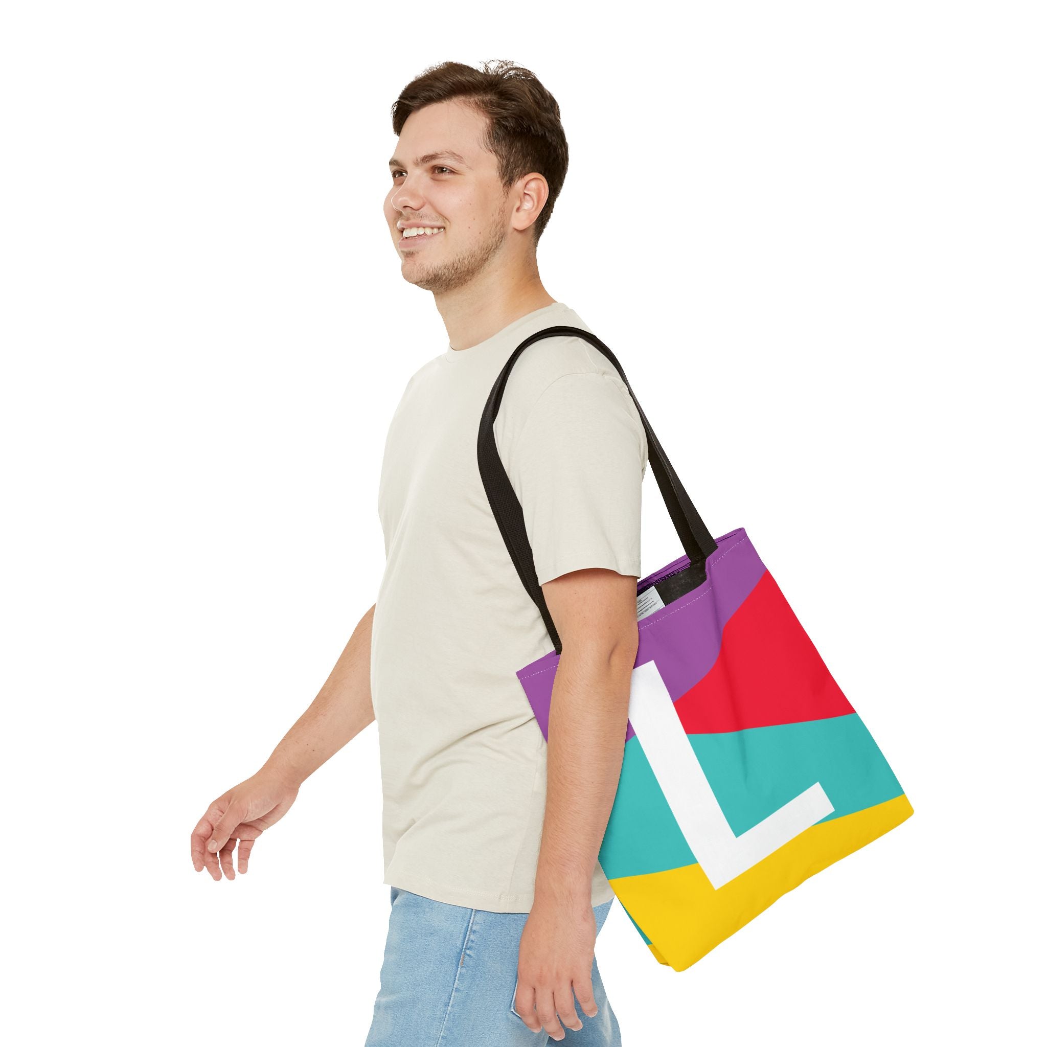 Monogram 'L' Colorblock Tote Bag — Personalized Initial L Shoulder Tote