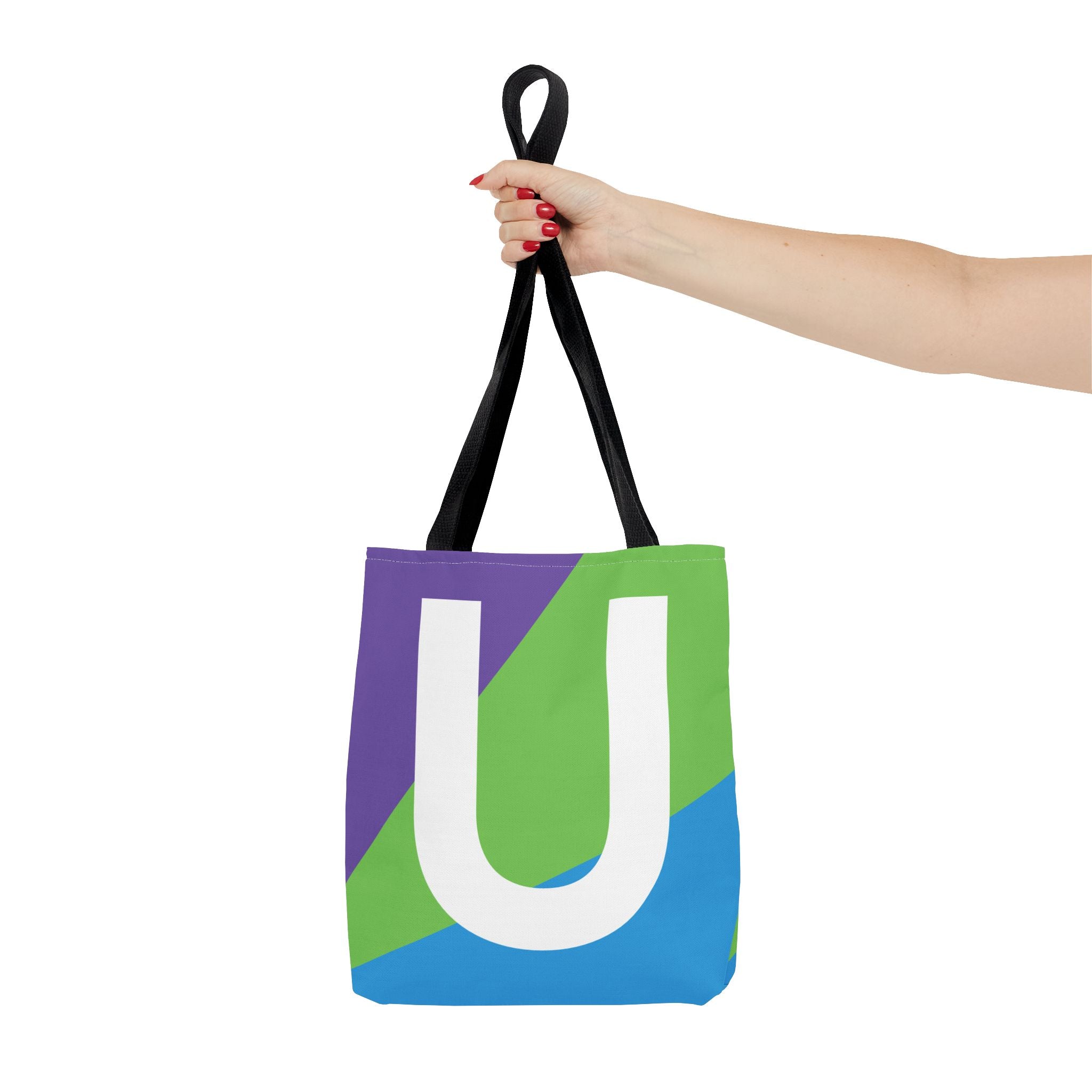 Monogram 'U' Colorblock Tote Bag — Personalized Initial U Shoulder Tote