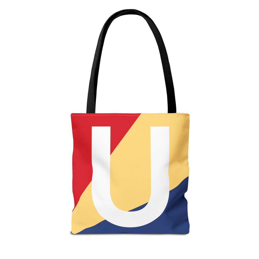 Monogram 'U' Colorblock Tote Bag — Personalized Initial U Shoulder Tote