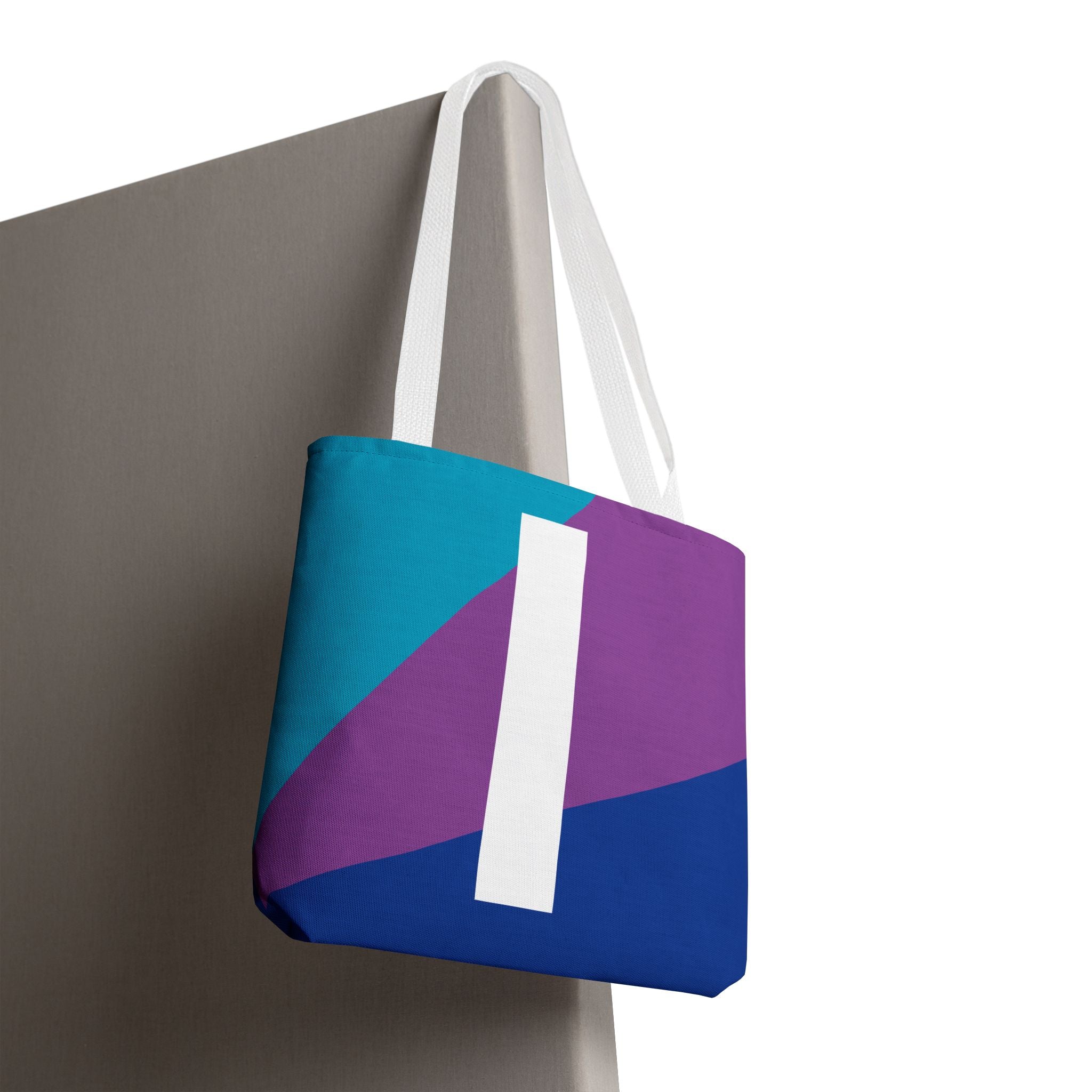 Monogram 'I' Colorblock Tote Bag — Personalized Initial I Shoulder Tote