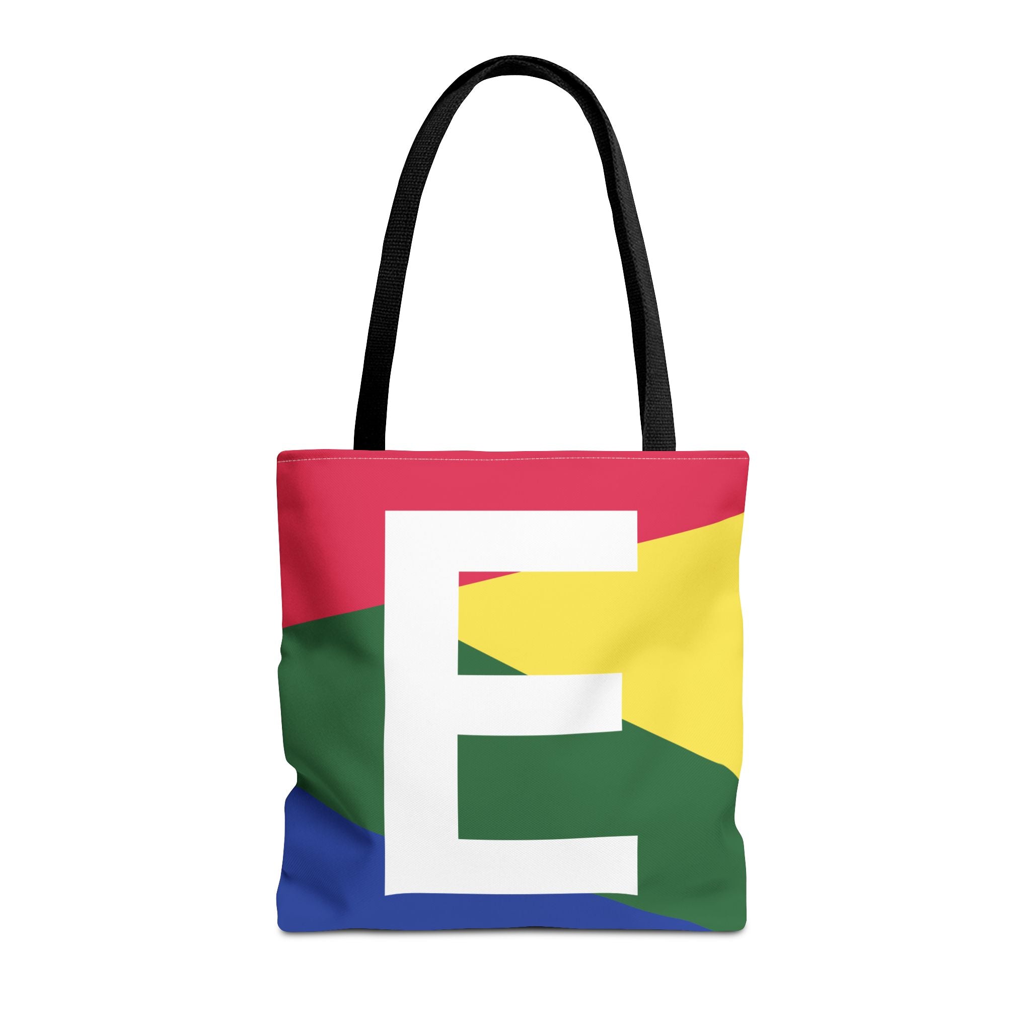 Monogram 'E' Colorblock Tote Bag — Personalized Initial E Shoulder Tote
