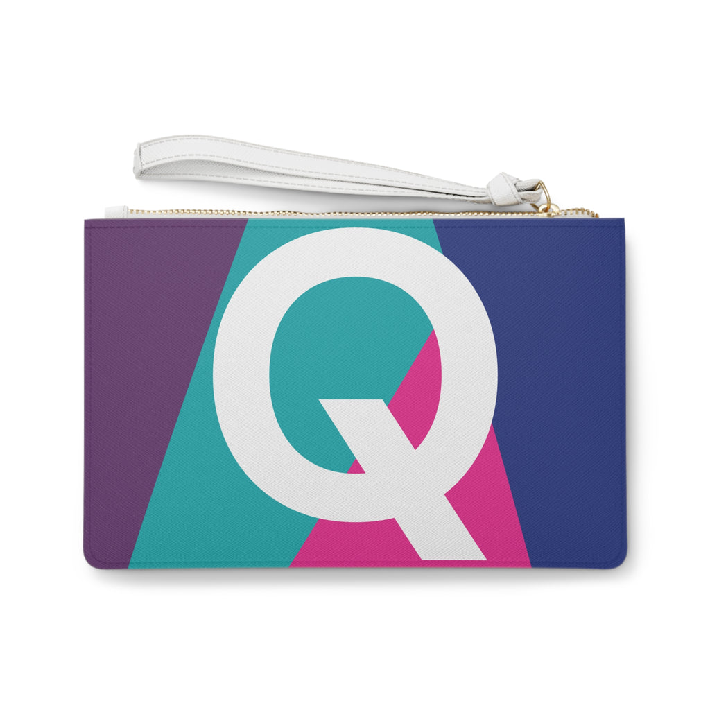 Monogram 'Q' Colorblock Clutch Bag — Bold Geometric Wristlet for Everyday & Gifts