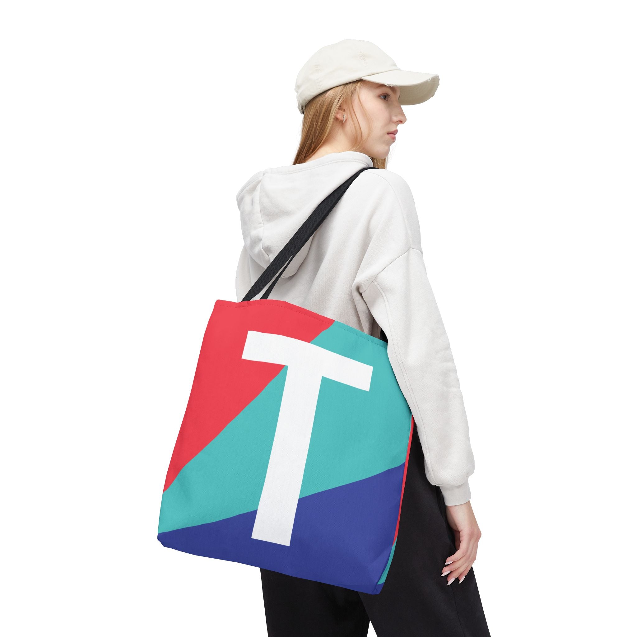 Monogram 'T' Colorblock Tote Bag — Personalized Initial T Shoulder Tote