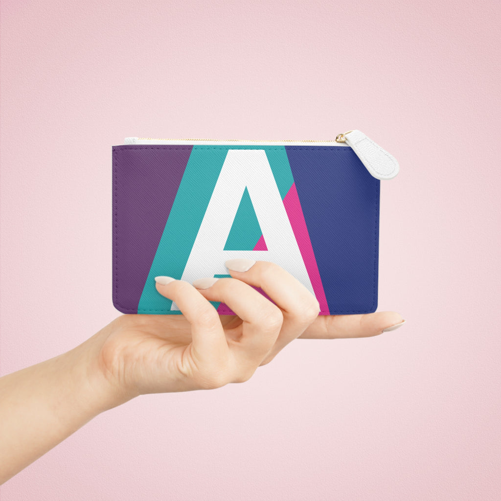 Initial A Mini Clutch — Colorblock Monogram Wristlet Wallet