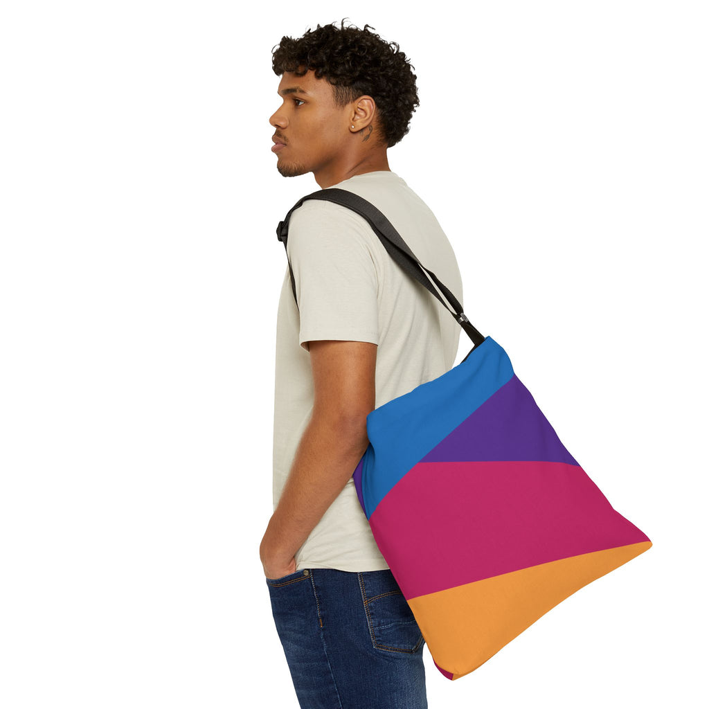 Colorblock Geometric Tote Bag — Adjustable Strap, Bright Abstract Pattern