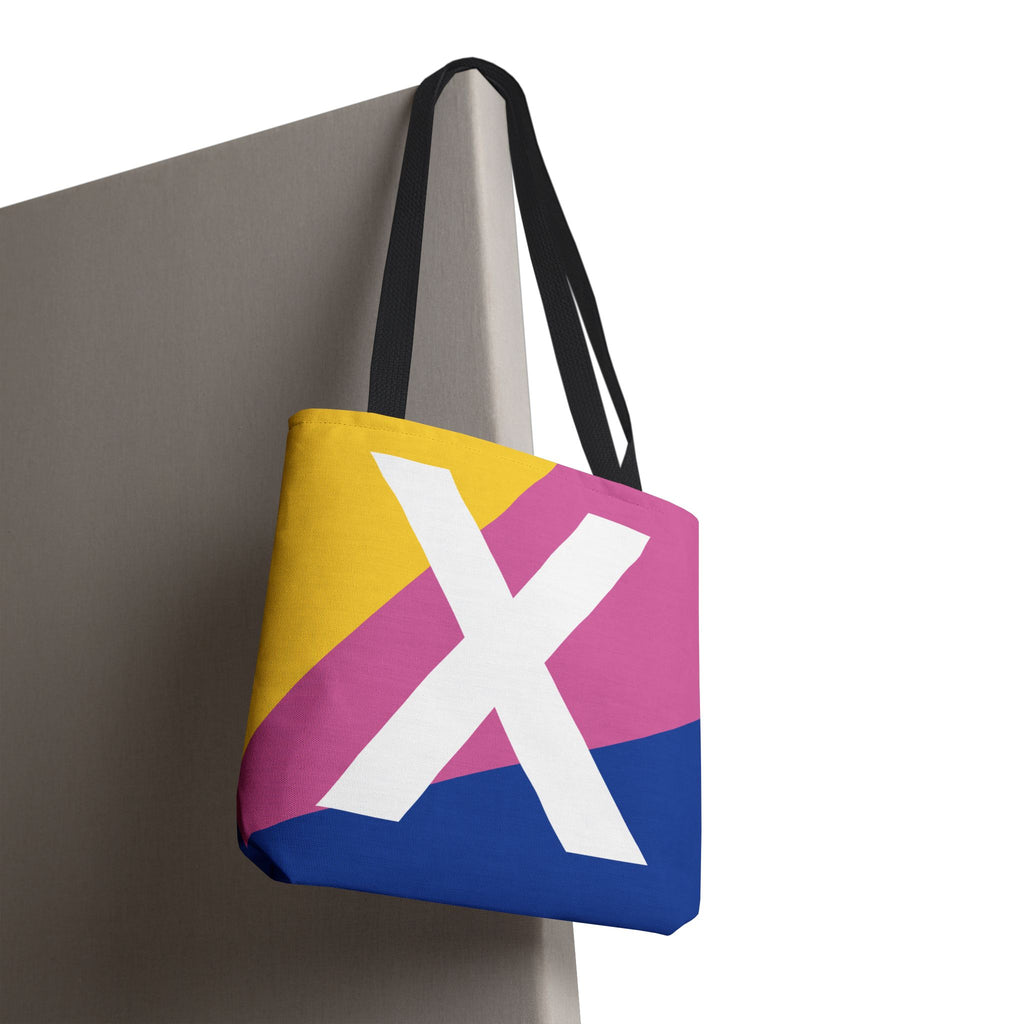Monogram 'X' Colorblock Tote Bag — Personalized Initial X Shoulder Tote