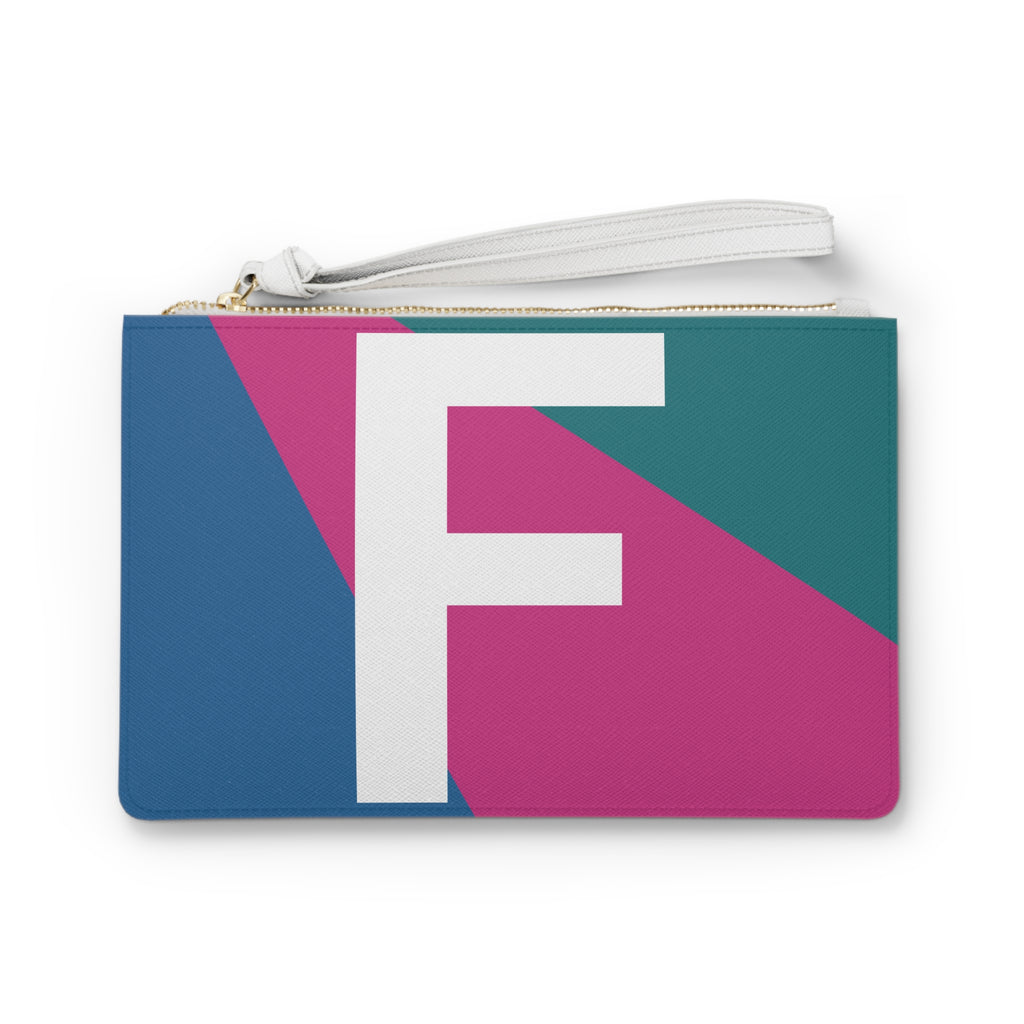 Monogram 'F' Colorblock Clutch Bag — Bold Geometric Wristlet for Everyday & Gifts