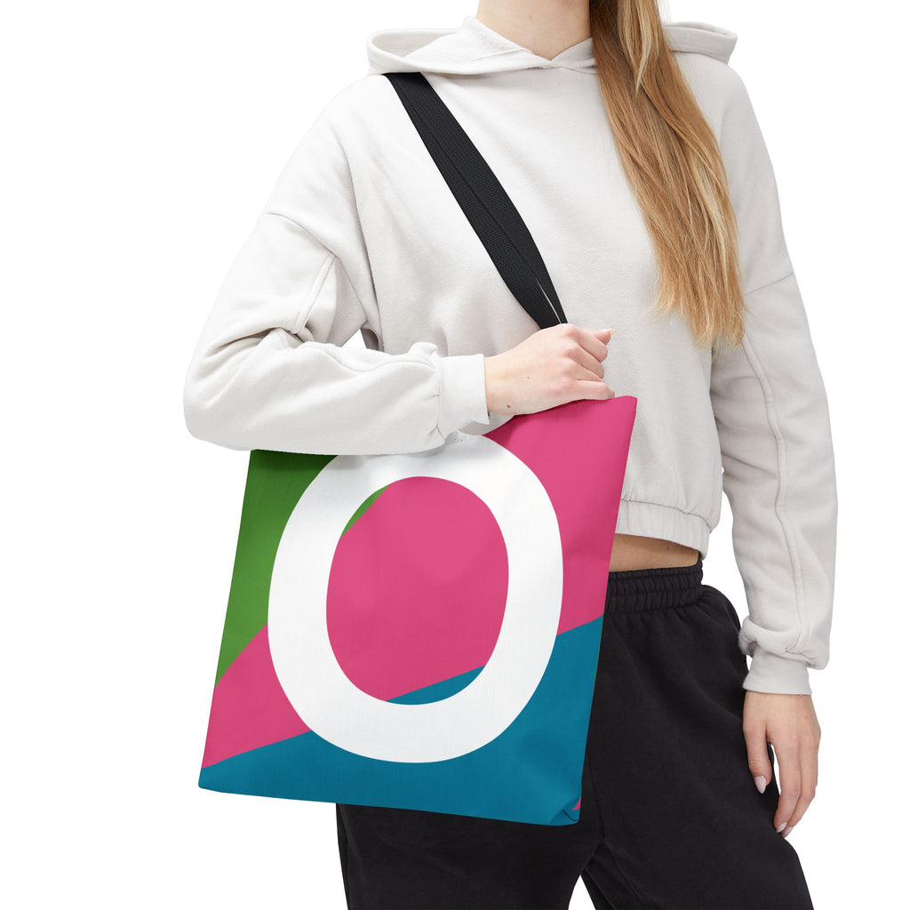 Monogram 'O' Colorblock Tote Bag — Personalized Initial O Shoulder Tote