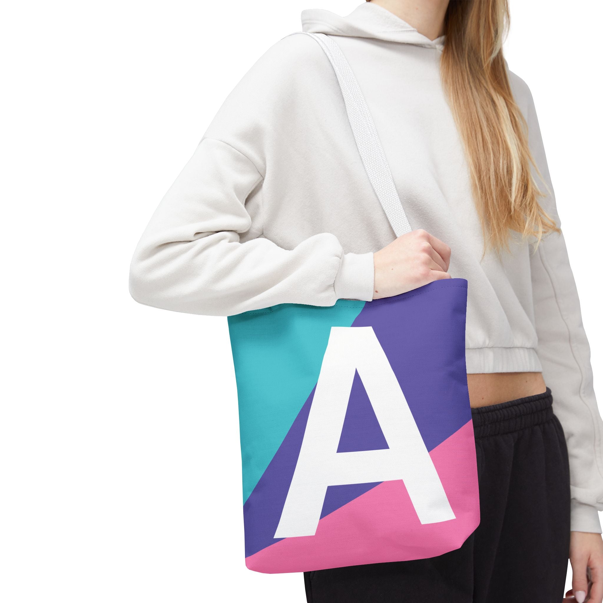 Monogram 'A' Colorblock Tote Bag — Personalized Initial A Shoulder Tote