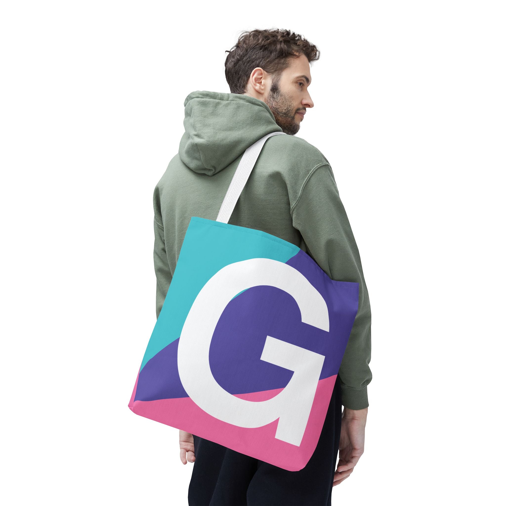 Monogram 'G' Colorblock Tote Bag — Personalized Initial G Shoulder Tote