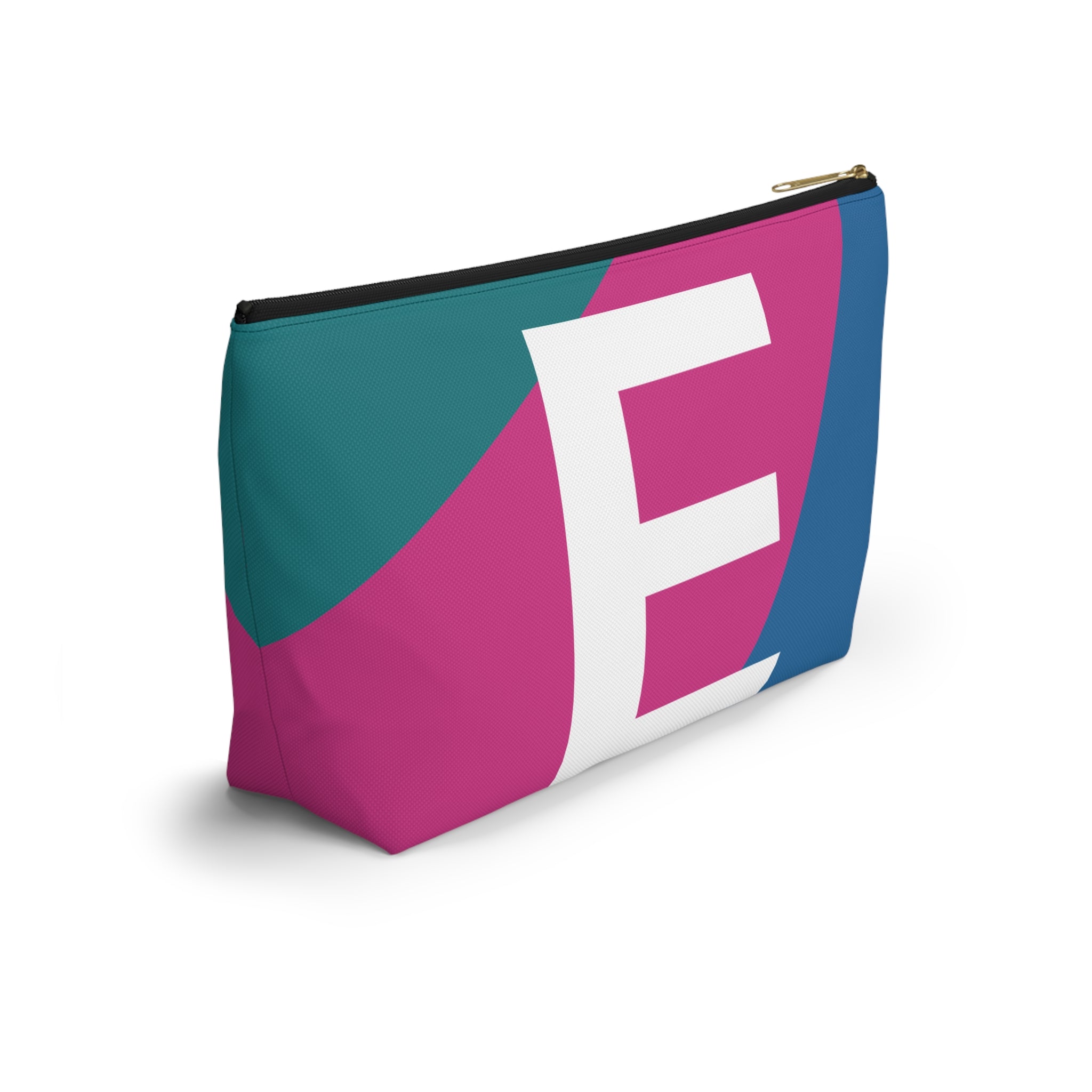 Initials Colorblock Accessory Pouch — Monogram E T-Bottom Cosmetic Bag