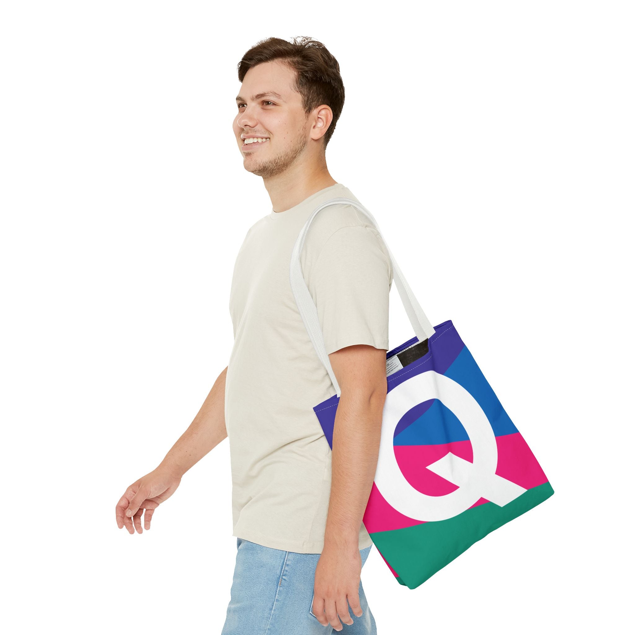 Monogram 'Q' Colorblock Tote Bag — Personalized Initial Q Shoulder Tote