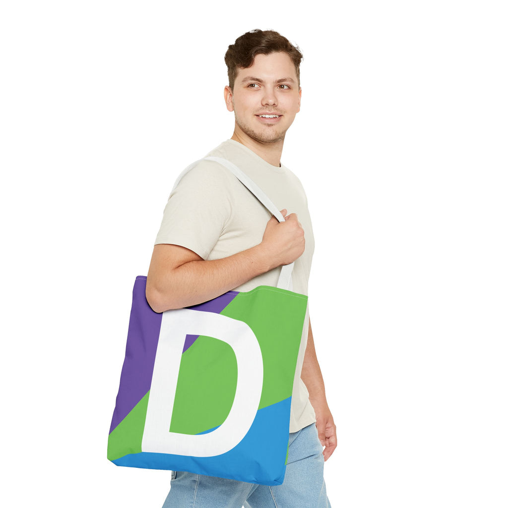 Monogram 'D' Colorblock Tote Bag — Personalized Initial D Shoulder Tote