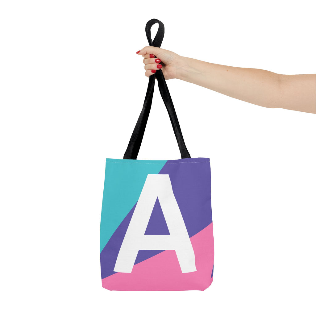 Monogram 'A' Colorblock Tote Bag — Personalized Initial A Shoulder Tote