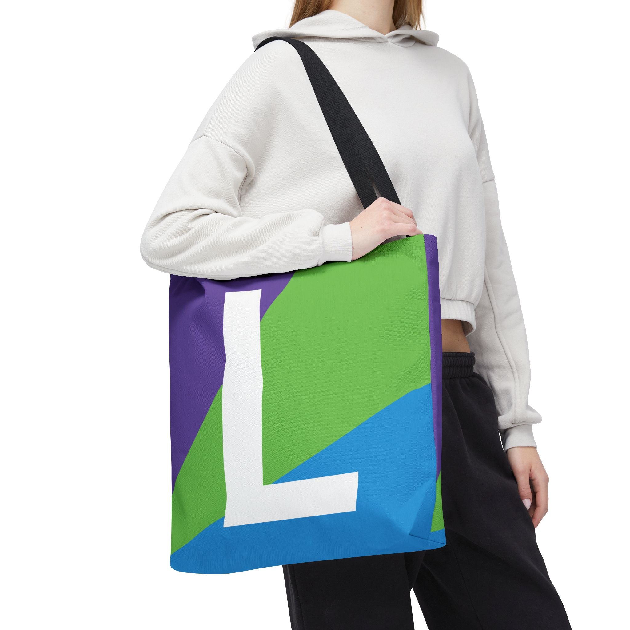 Monogram 'L' Colorblock Tote Bag — Personalized Initial L Shoulder Tote