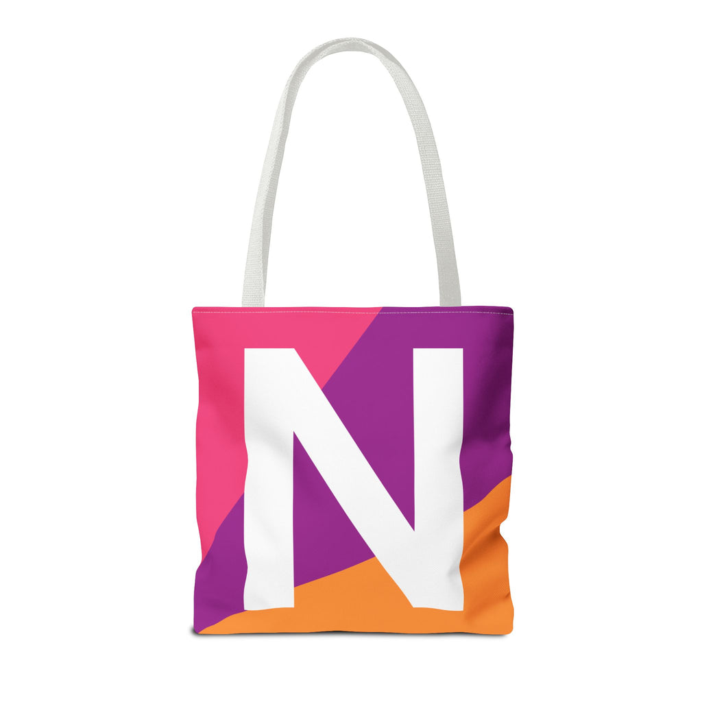 Monogram 'N' Colorblock Tote Bag — Personalized Initial N Shoulder Tote