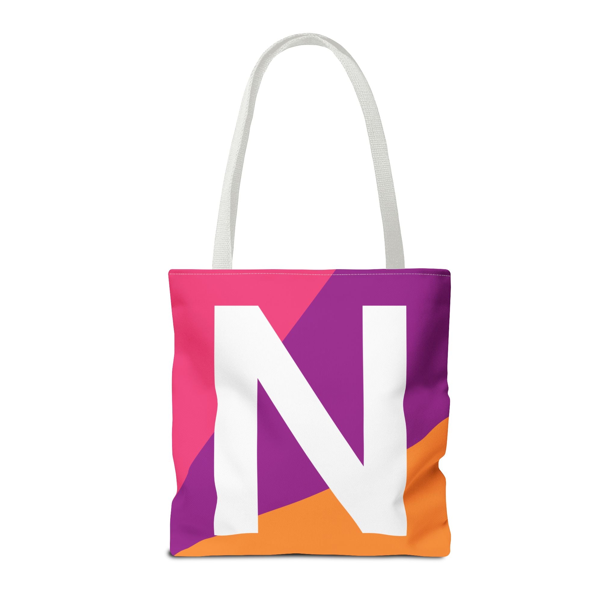 Monogram 'N' Colorblock Tote Bag — Personalized Initial N Shoulder Tote